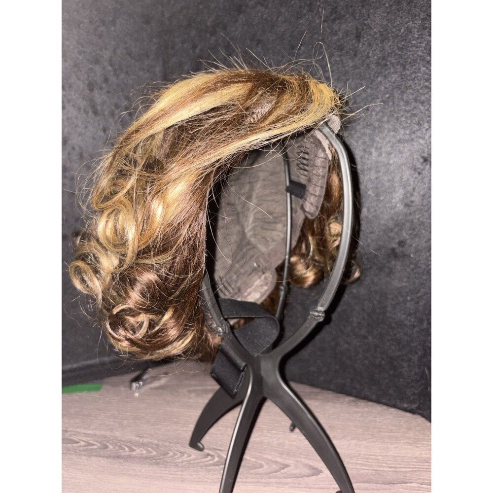 Lace Front Clip-In Bob Wig Curly Layered Synthetic Brown/Blonde 9047-1B
